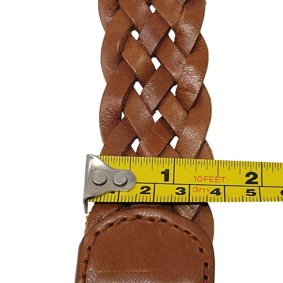 Vtg Western Boho Camel Brown Braided Weaved Genuine Leather Belt Sz 2XL 38" - Picture 13 of 14